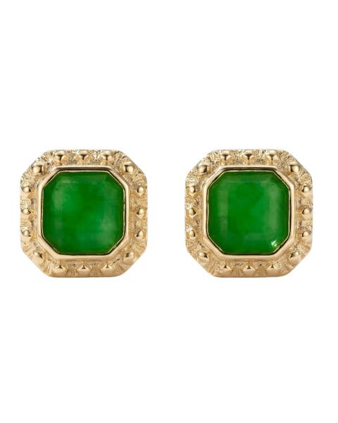 Park Green jade square stud earrings