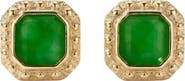 seree Park Green jade square stud earrings