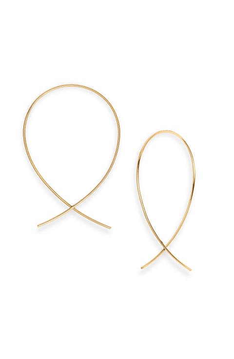 14K Gold Upside Down Small Hoop Earrings