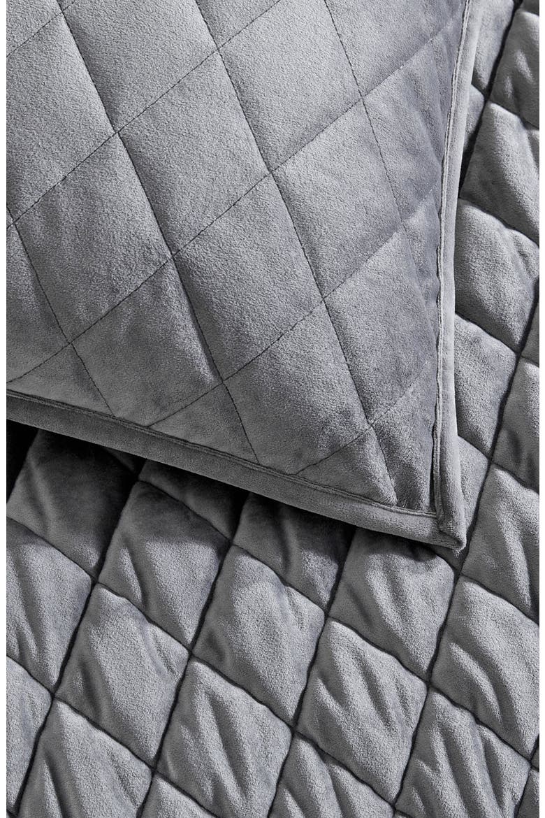 Diamond Velvet Quilt & Sham Set, Alternate, color, SOFT CHARCOAL