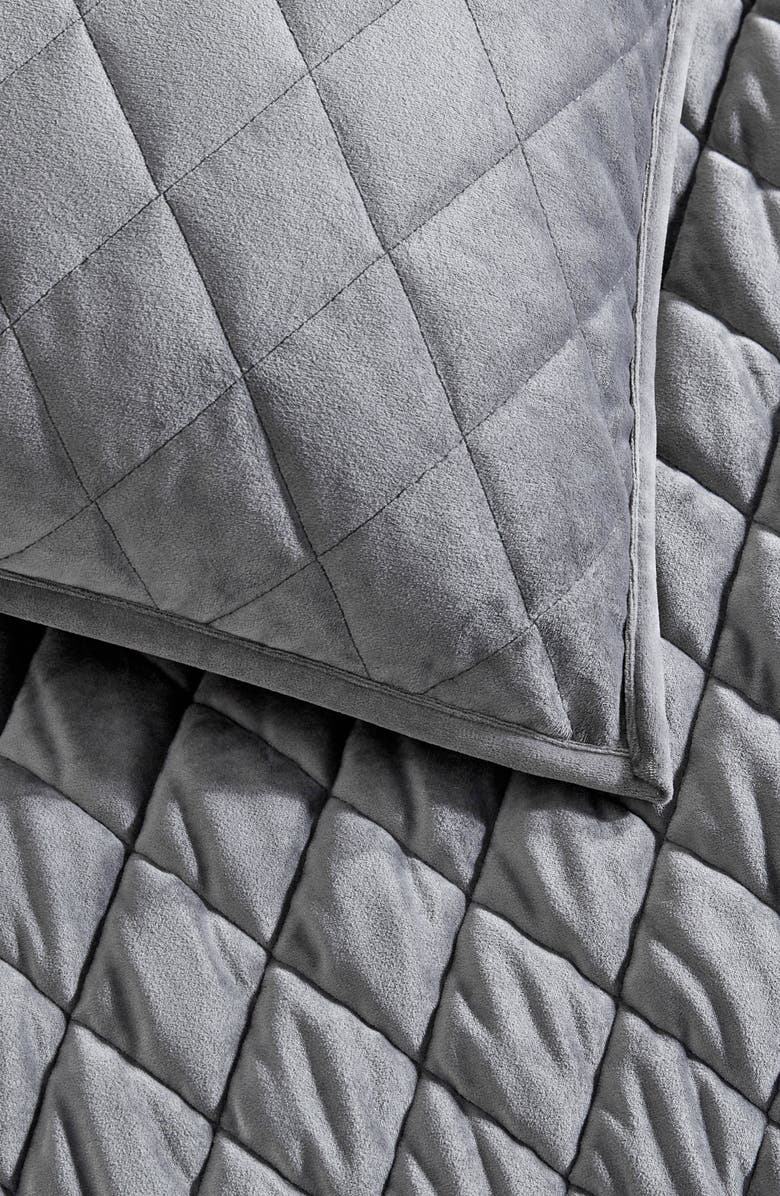 Vera Wang Diamond Velvet Quilt & Sham Set, Alternate, color, Soft Charcoal