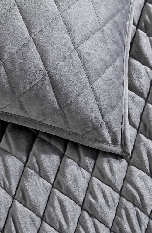 Vera Wang Diamond Velvet Quilt & Sham Set In Soft Charcoal