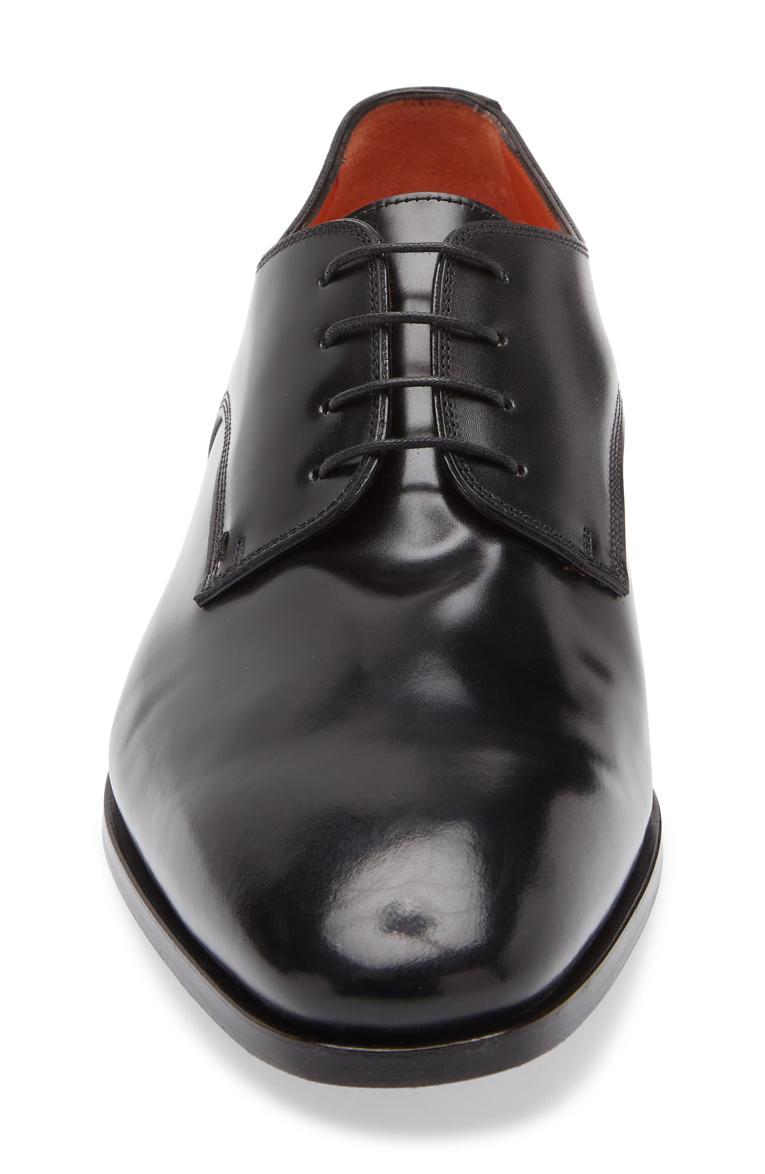 Santoni Archer Derby, Alternate, color, Black Patina