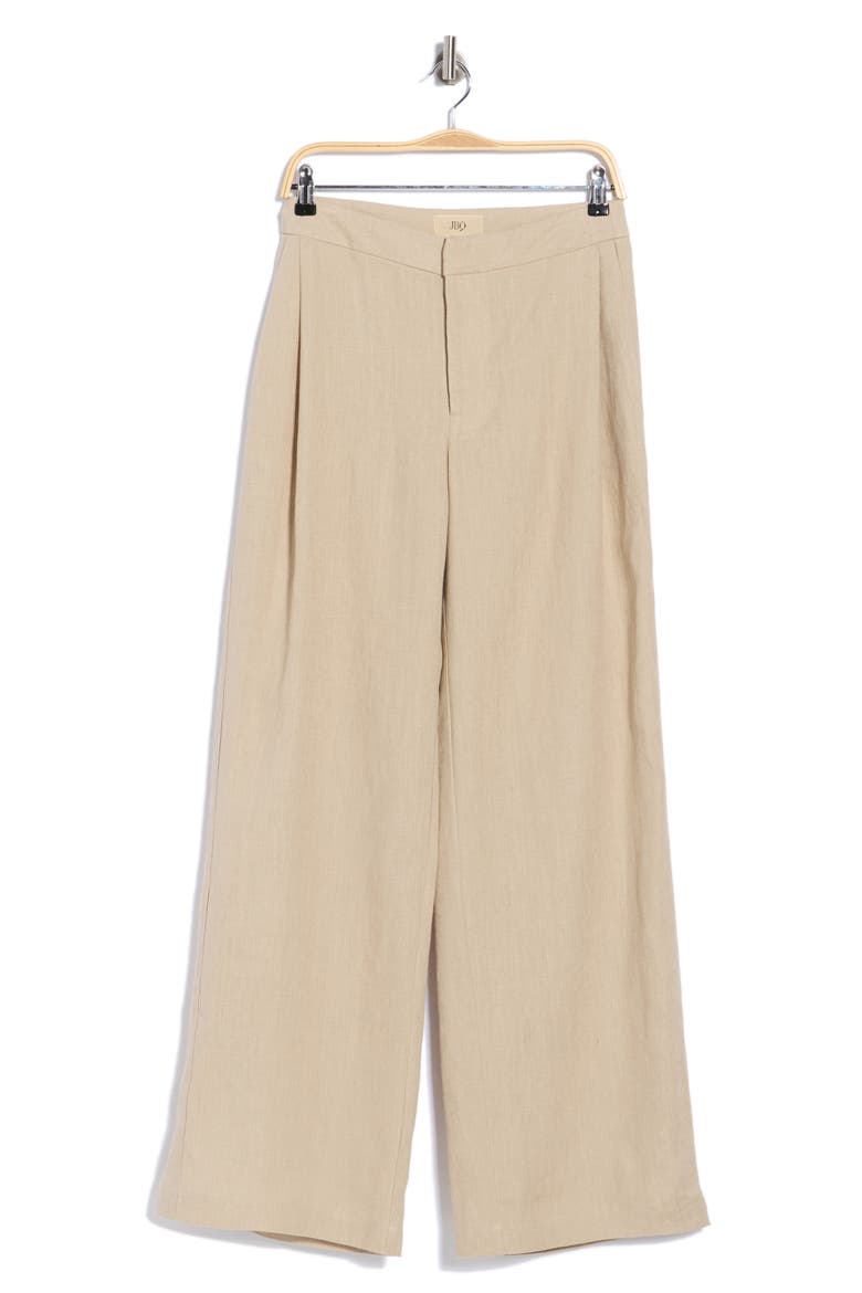 Aubrey High Waist Pleated Wide Leg Linen Pants, Main, color, SAFARI