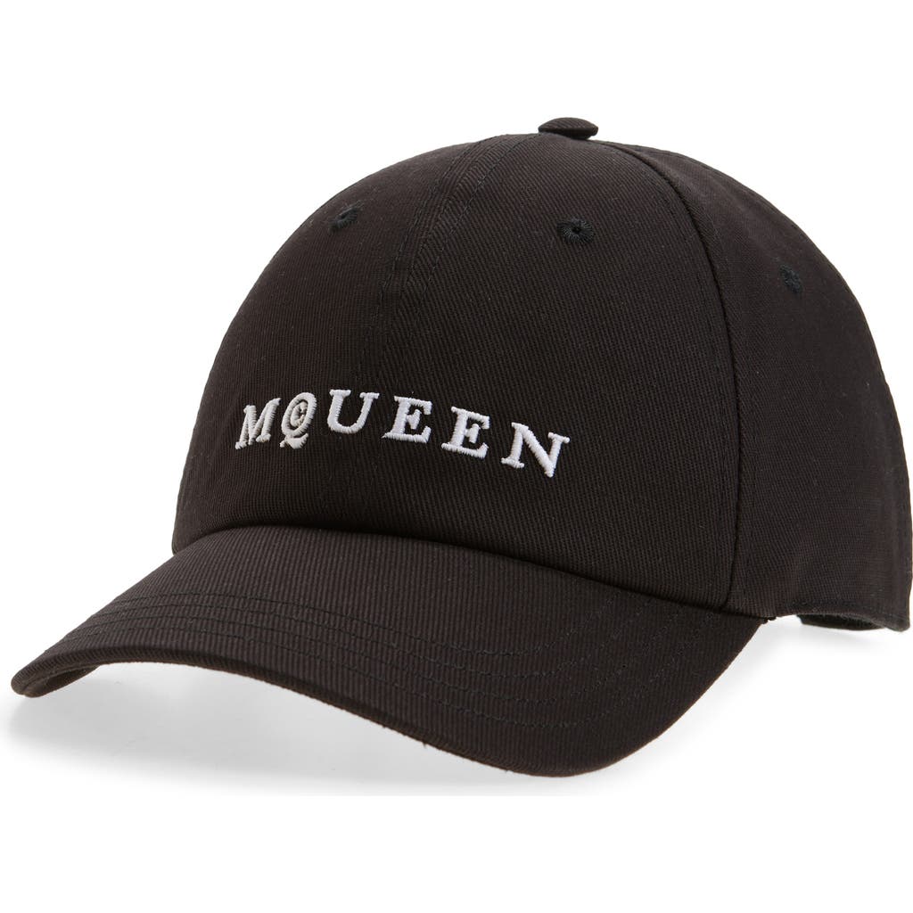Alexander Mcqueen Mcqueen Embroidered Logo Denim Baseball Cap In Black/ivory