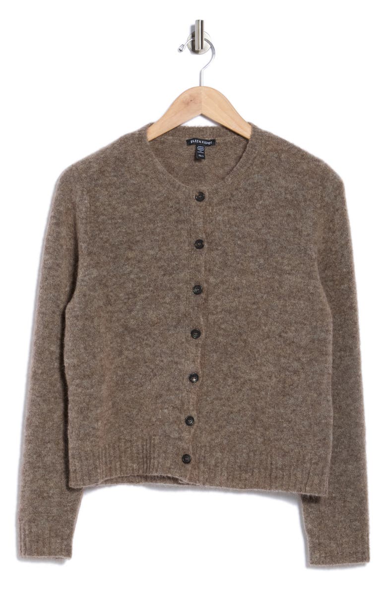 Eileen Fisher Mohair & Wool Blend Crewneck Cardigan, Alternate, color, 