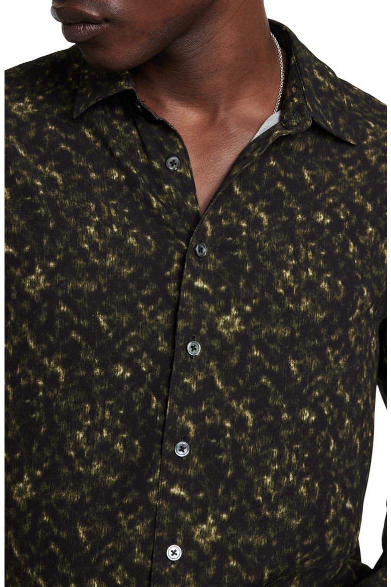Tara Abstract Print Stretch Button-Up Shirt, Alternate, color, LICHEN GREEN