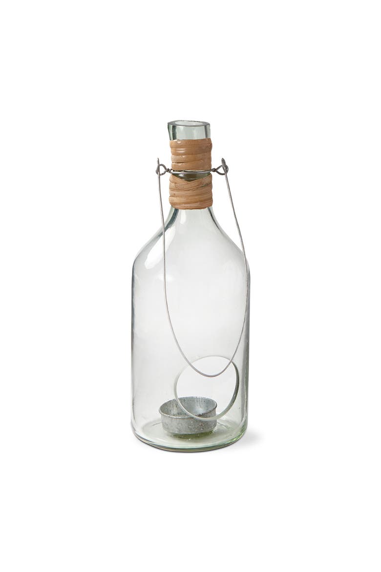 Recycled Blown Glass Bottle Lantern Tealight Candle Holder, Main, color, Clear