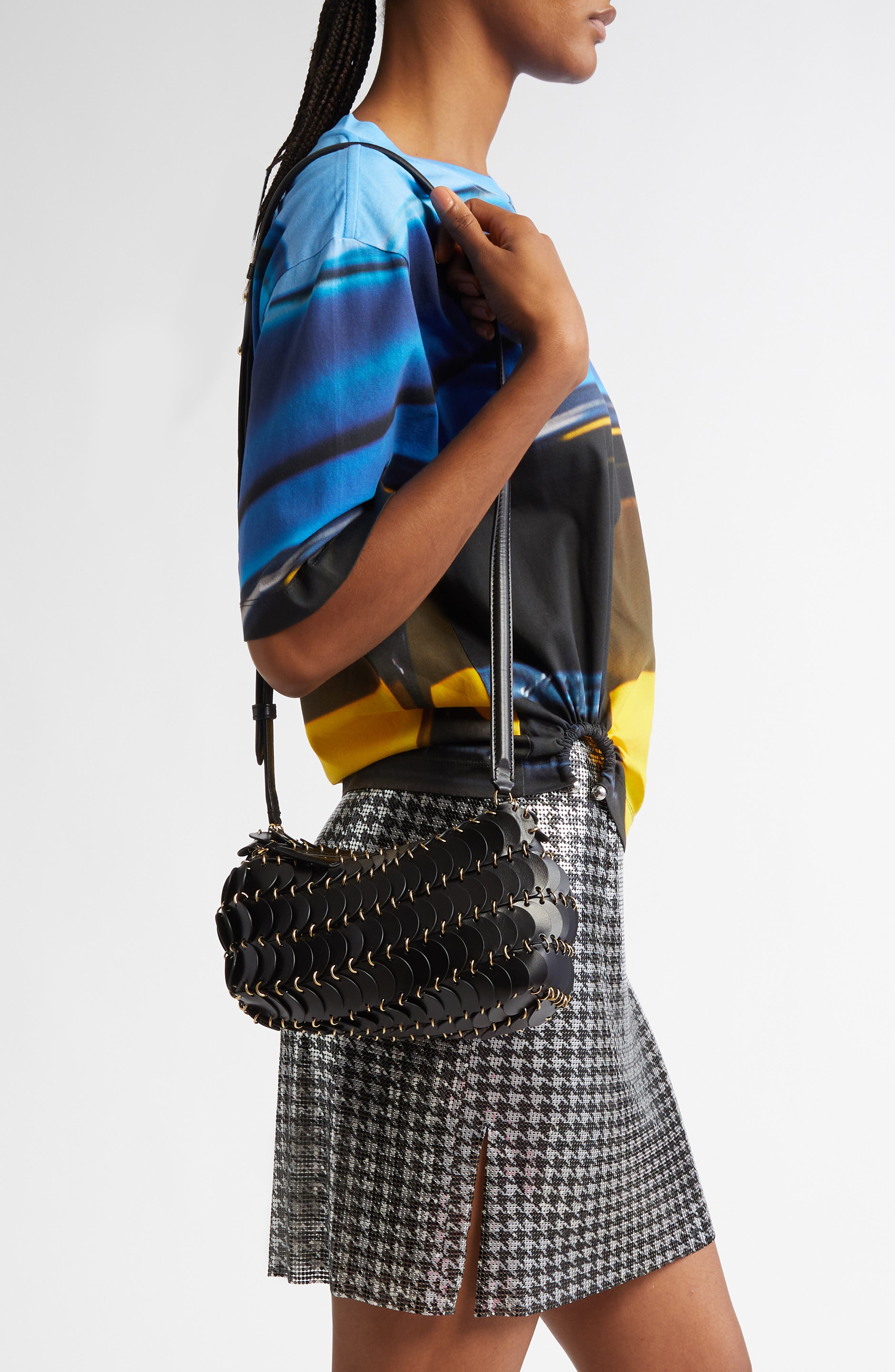 Rabanne Sac Leather Shoulder Bag, Alternate, color, 