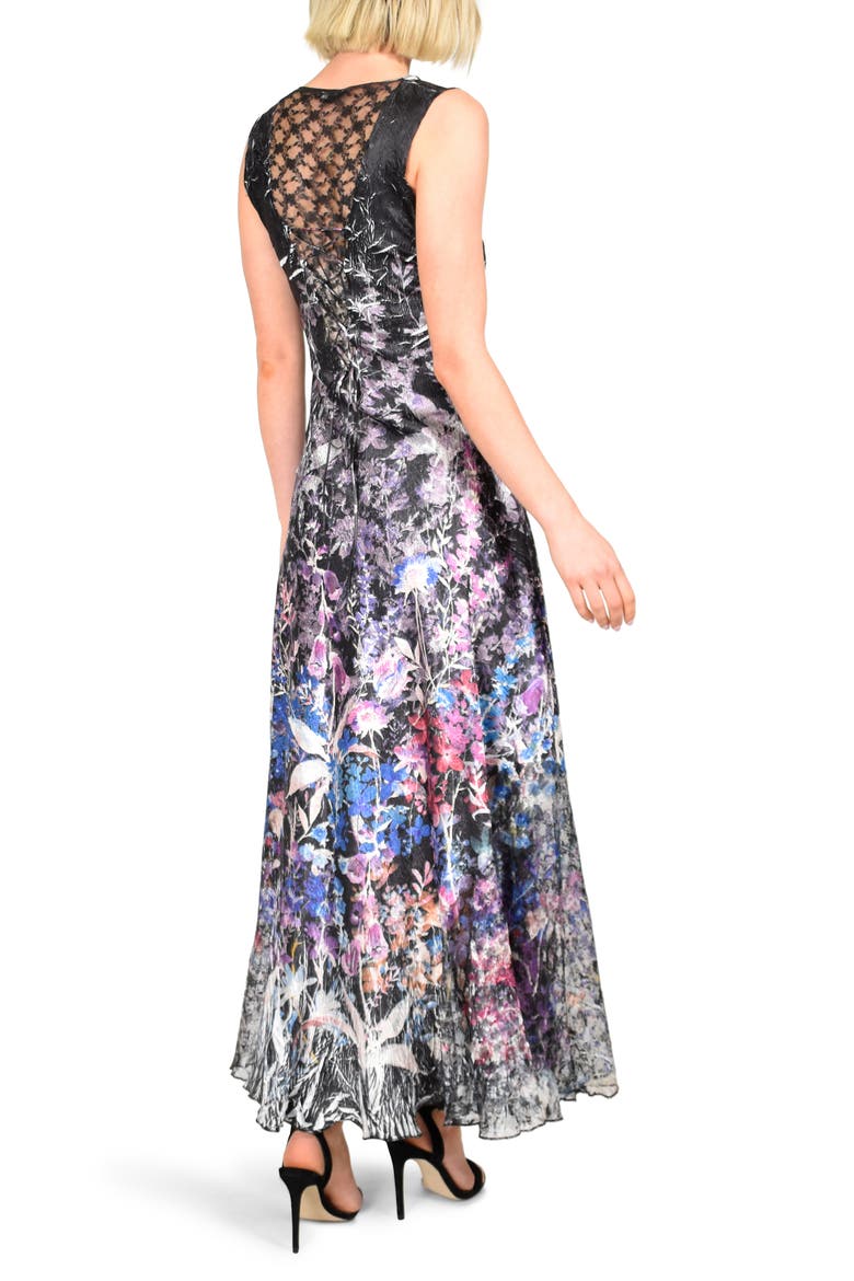 Lace-Up Back Charmeuse Gown, Alternate, color, MONARCH GARDEN
