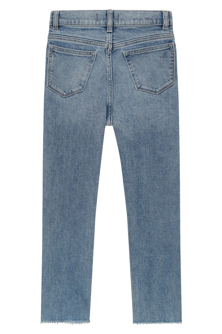 Kids' Raw Hem High Rise Straight Leg Jeans, Alternate, color, GLACIER
