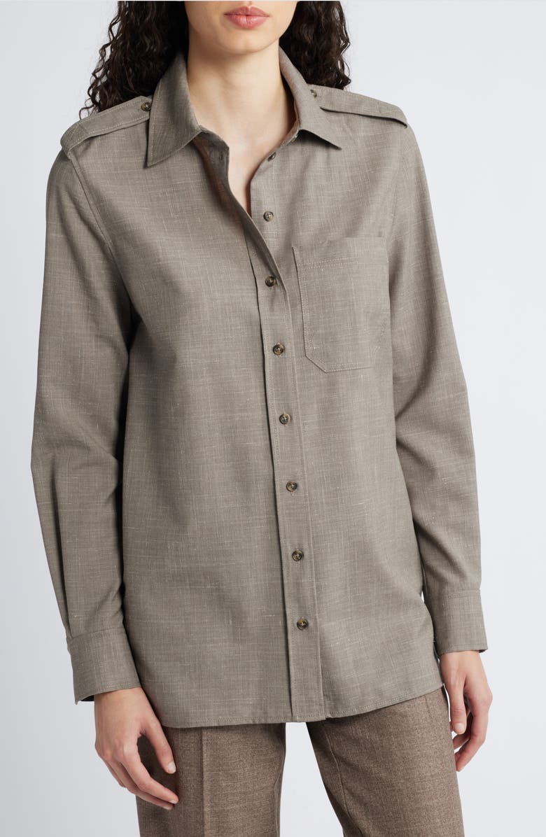 COS Wool & Linen Shirt, Main, color, 