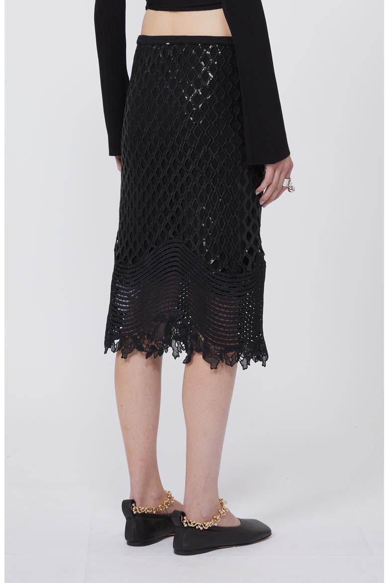 Sala Sequin Net Lace Skirt, Alternate, color, BLACK