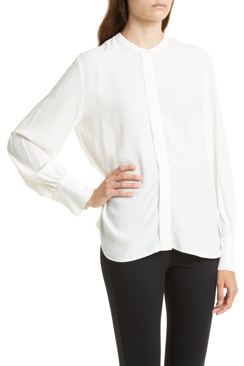Floral Covered Placket Top, Alternate, color, IVORY CLOUD