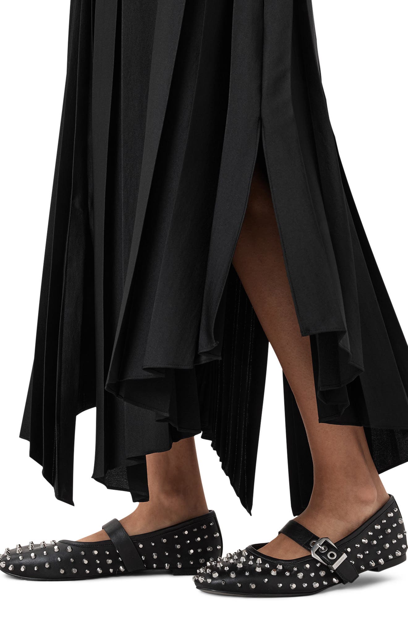 AllSaints Holly Stud Mary Jane Flat, Alternate, color, Black