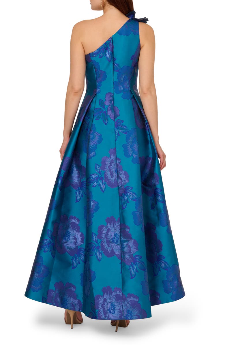 Adrianna Papell Floral Jacquard One-Shoulder Gown, Alternate, color, 
