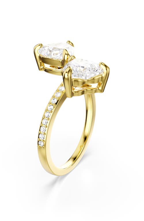 Swarovski Mesmera Hearts Bypass Ring In Gold