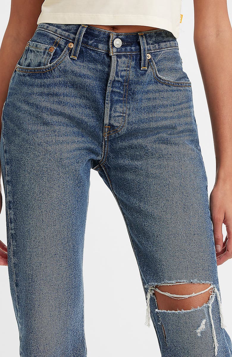 Levi's<sup>®</sup> 501<sup>®</sup> Ripped High Waist Straight Leg Jeans, Alternate, color, 