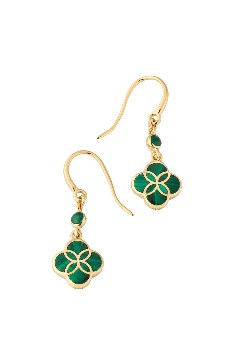 Jan Leslie Petal Gemstone With 18K Gold Overlay Sterling Drop Earring, Alternate, color, Green