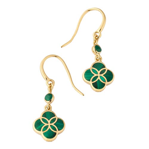 Jan Leslie Petal Gemstone With 18k Gold Overlay Sterling Drop Earring In Green