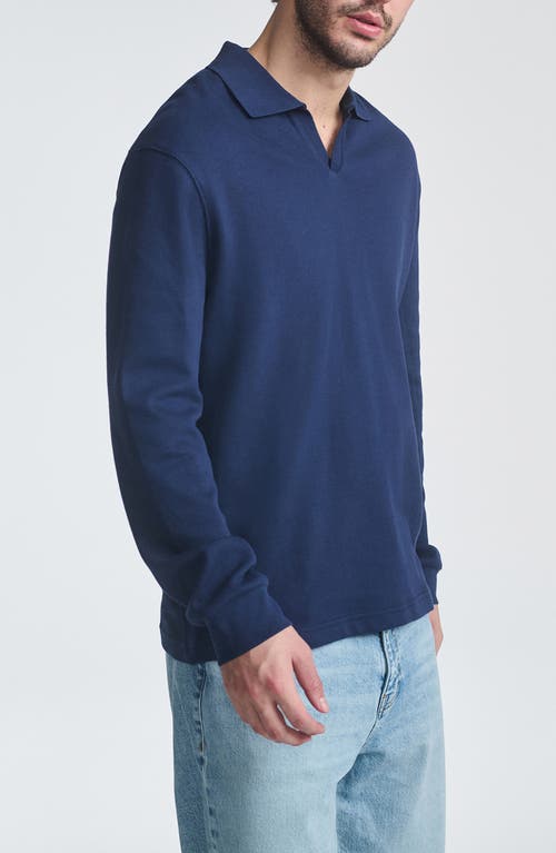 Mavi Jeans Relaxed Fit Polo Collar Long Sleeve Cotton Top In Blue