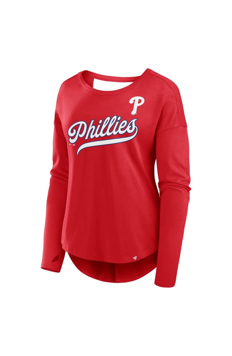 FANATICS Women's Fanatics Red Philadelphia Phillies Core Boat Neck Long Sleeve T-Shirt, Alternate, color, Red