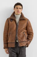 Brunello Cucinelli Vintage-effect shearling aviator jacket