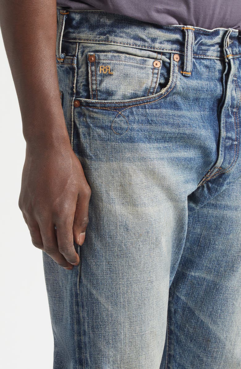 Double RL Slim Fit Selvedge Bootcut Jeans, Alternate, color, Brairfield Wash