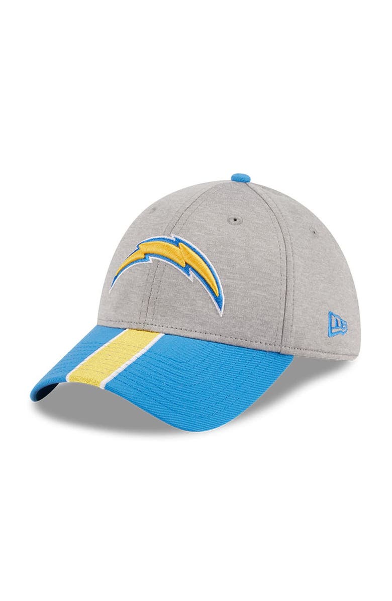 New Era Men's New Era Heather Gray/Powder Blue Los Angeles Chargers Striped 39THIRTY Flex Hat, Main, color, 