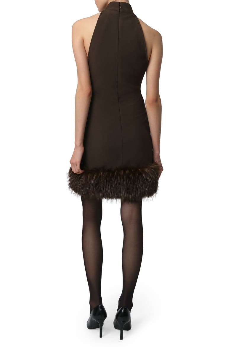 Matisse Halter Neck Stretch Crepe Minidress, Alternate, color, DARK BROWN / DARK BROWN