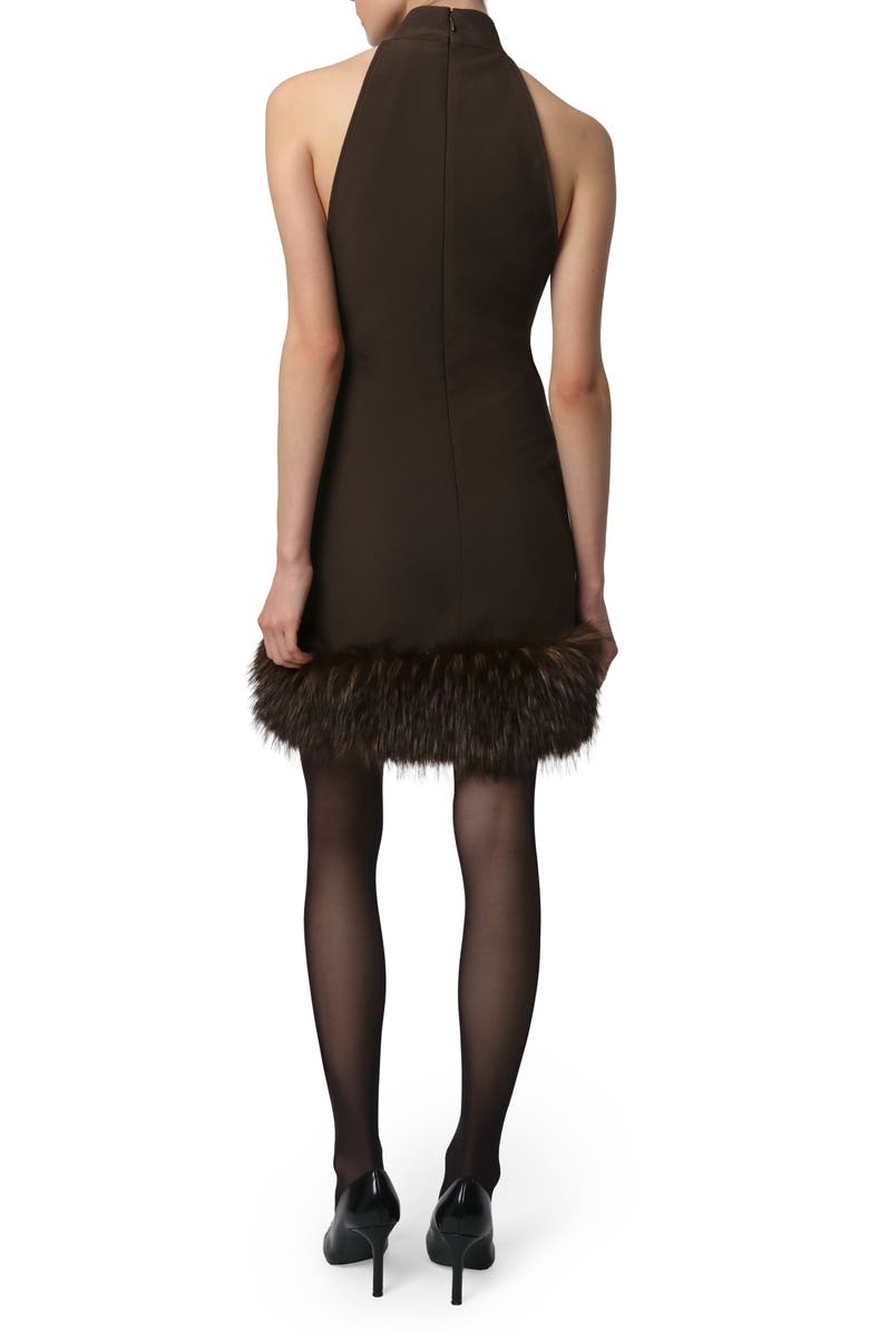 Apparis Matisse Halter Neck Stretch Crepe Minidress, Alternate, color, Dark Brown / Dark Brown