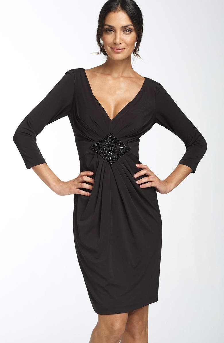 Maggy London Beaded Matte Jersey Dress, Main, color, 