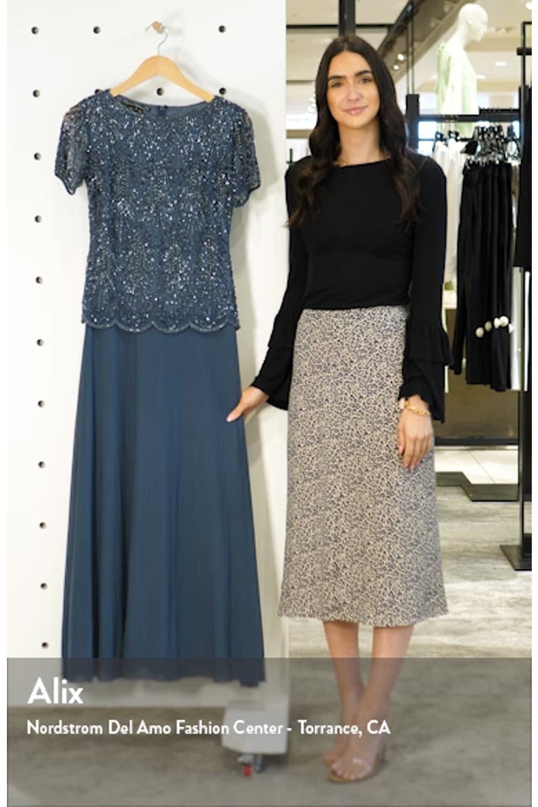 Beaded Bodice Chiffon Gown video