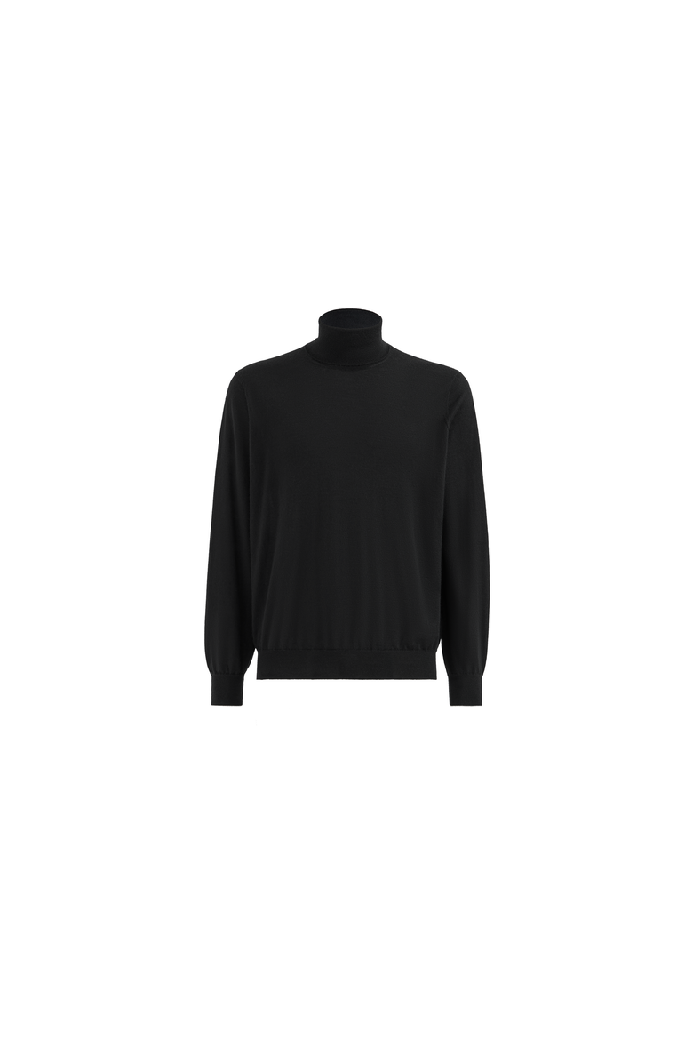 Cashmere and silk lightweight turtleneck sweater, Alternate, color, Black