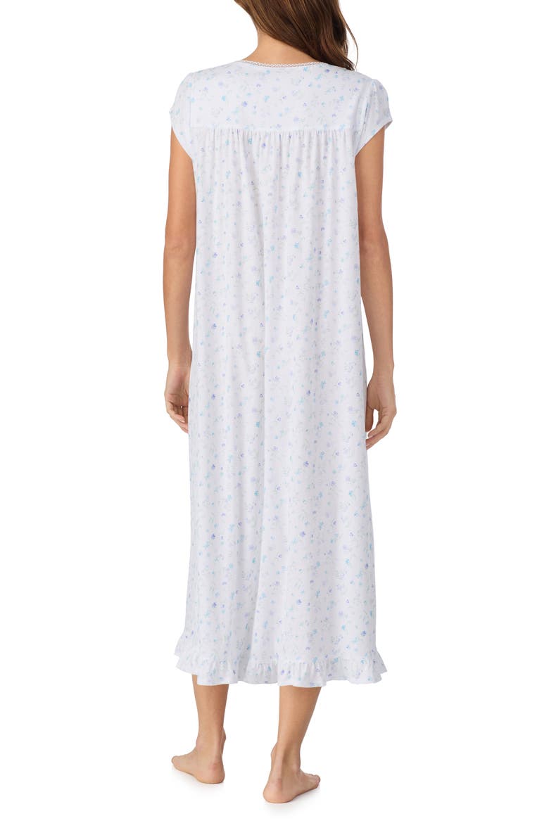Cap Sleeve Cotton Nightgown, Alternate, color, WHITE/BLUE