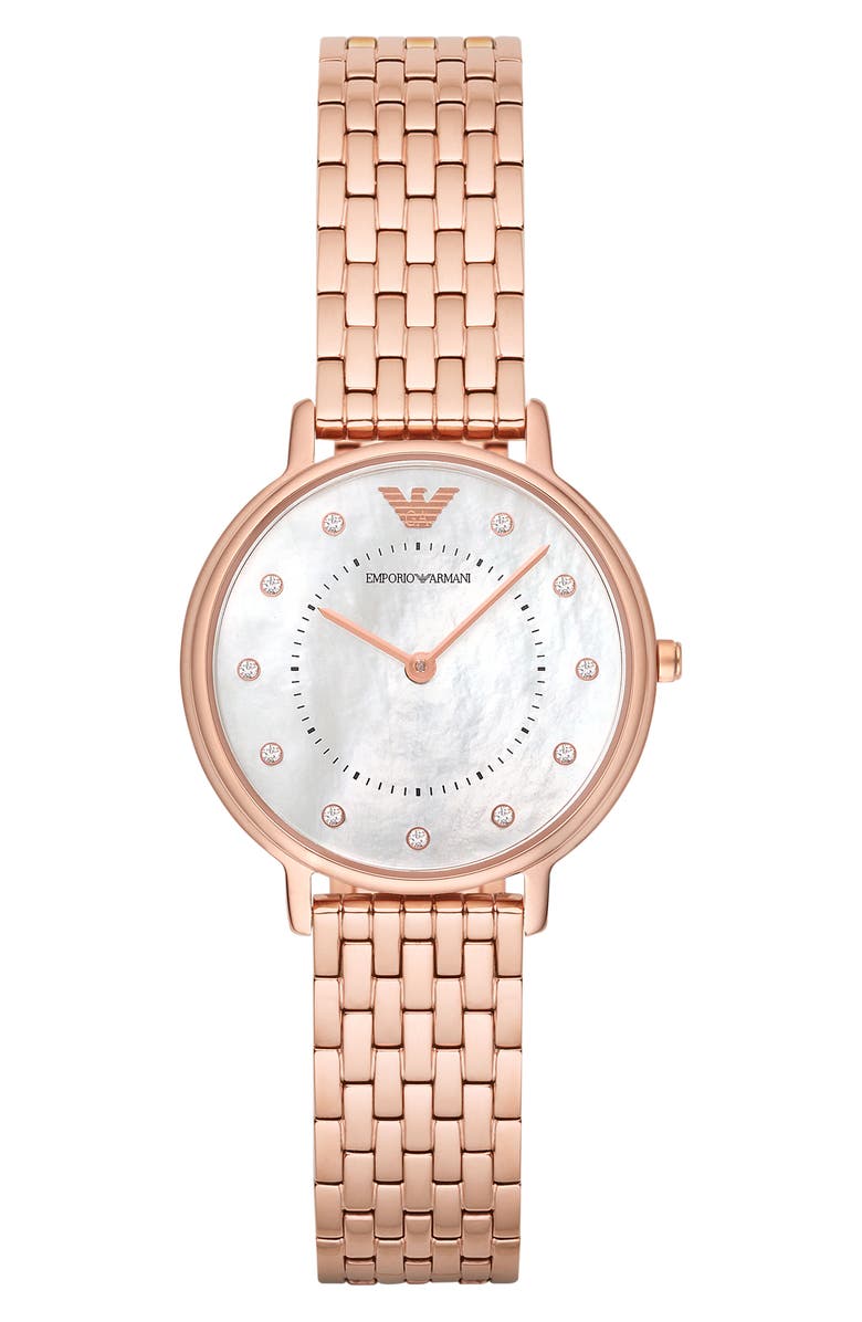 Emporio Armani Mother of Pearl Dial Bracelet Watch, 32mm, Main, color,
