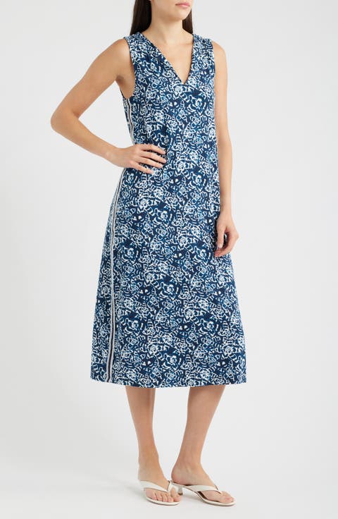 Cora Shibori Lilies Midi Dress