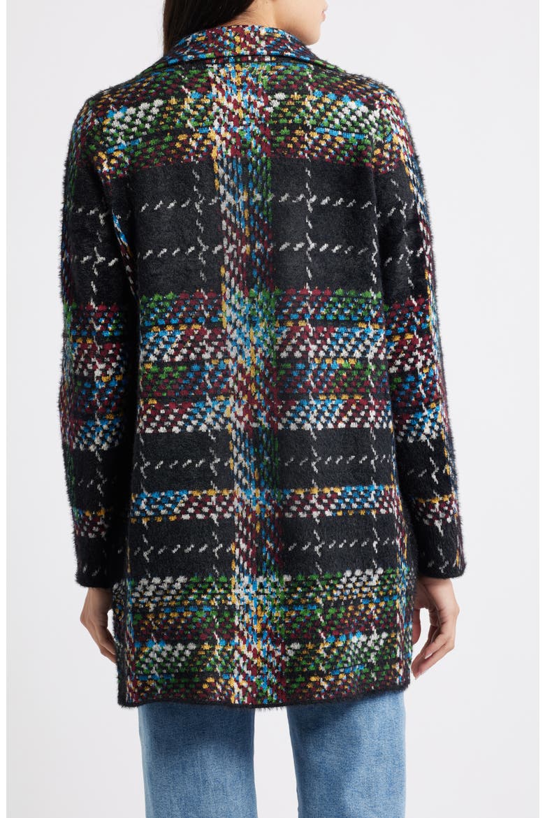 Open Front Sweater Coat, Alternate, color, BLACK MULTI PLAID