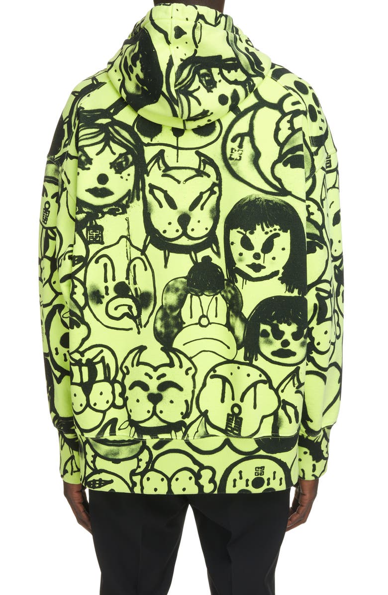 Givenchy x Chito Graffiti Graphic Cotton Hoodie, Alternate, color, 734 - Fluo Yellow