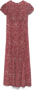 MANGO Floral Puff Sleeve Pleated Maxi Dress