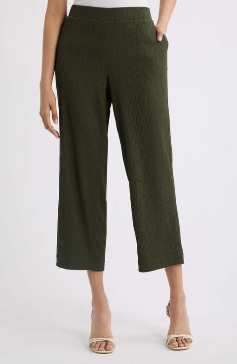 Crinkle Ankle Wide Leg Pants (Petite)