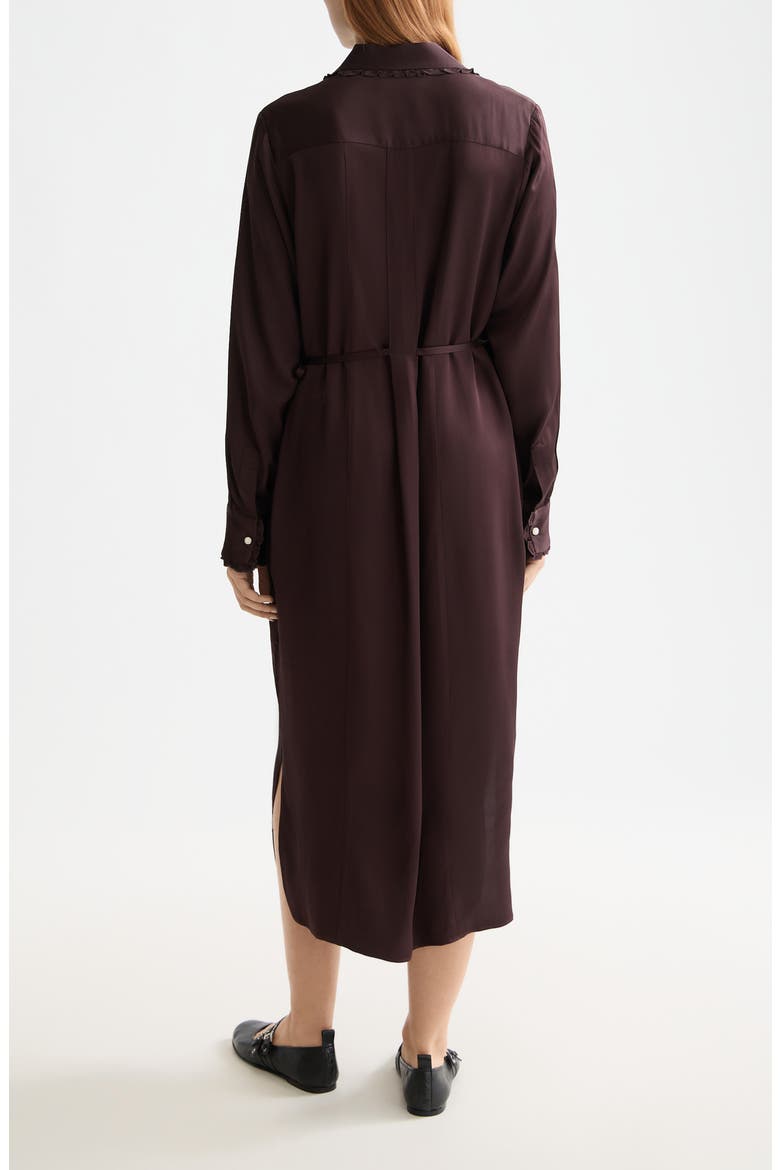 Long Sleeve Tie Waist Midi Shirtdress, Alternate, color, CHOCOLATE PLUM