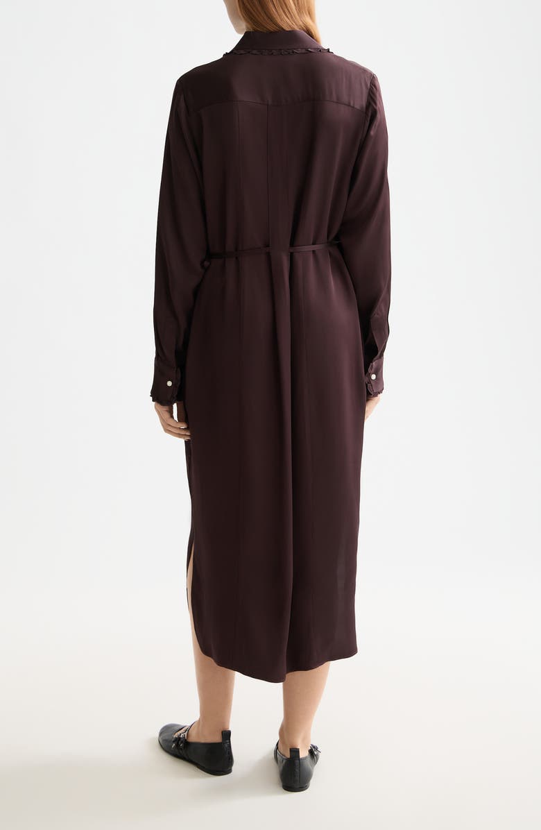 Scotch & Soda Long Sleeve Tie Waist Midi Shirtdress, Alternate, color, Chocolate Plum