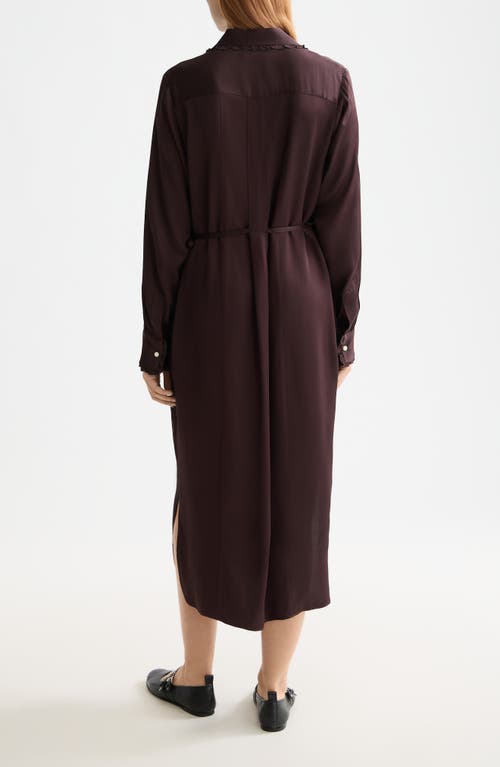 Scotch & Soda Long Sleeve Tie Waist Midi Shirtdress In Purple