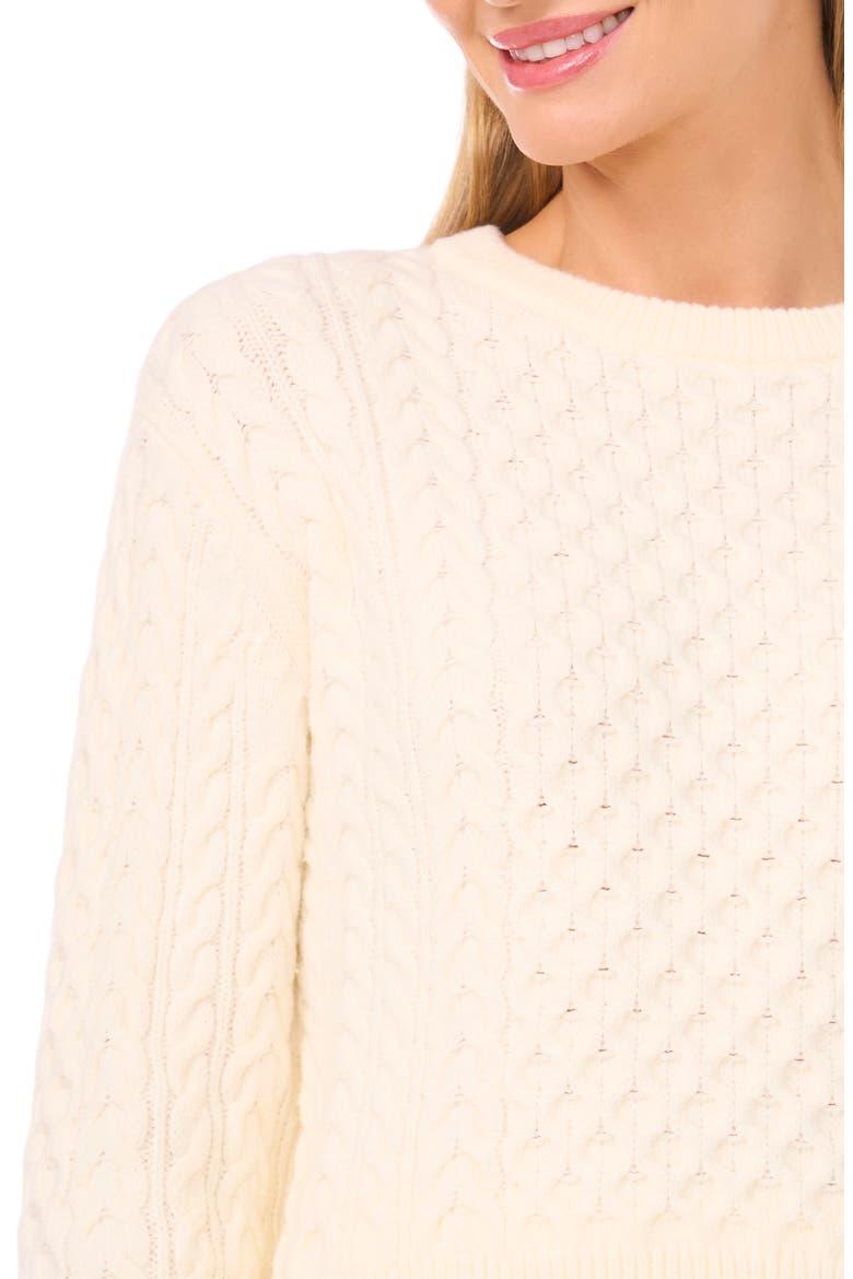 Cable Crewneck Sweater, Alternate, color, VANILLA