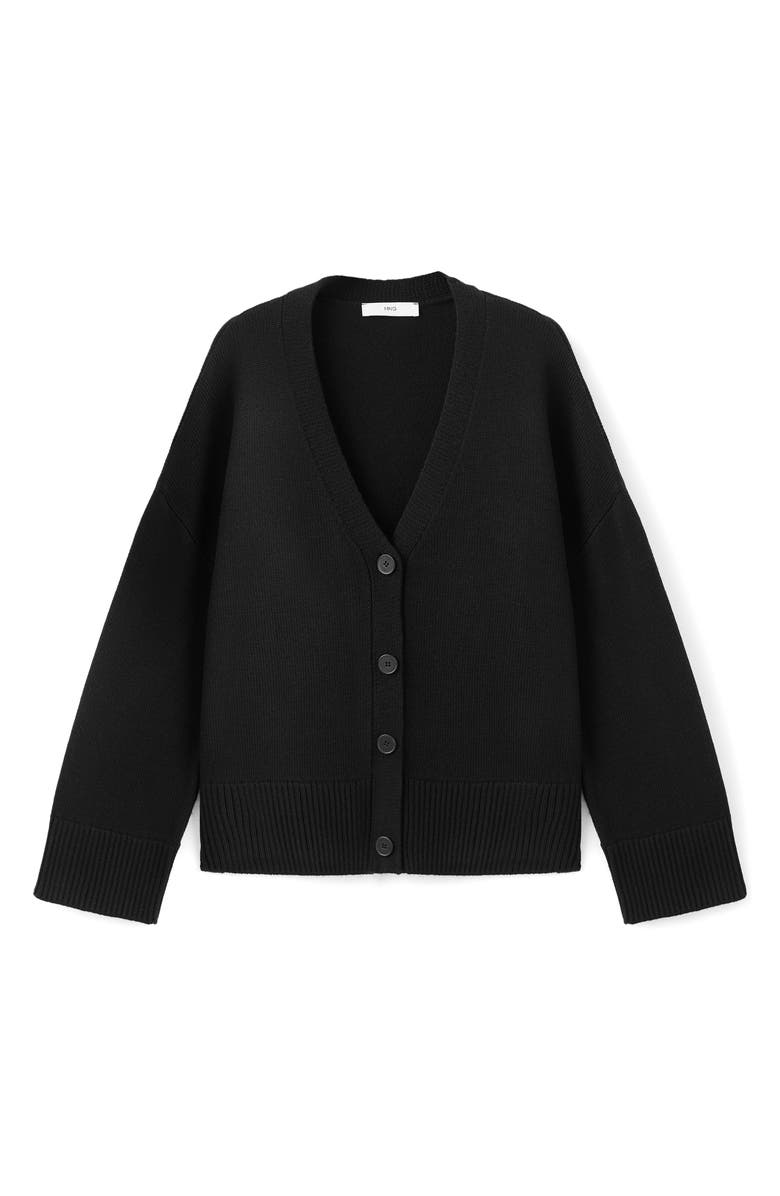 MANGO Oversize V-Neck Cardigan, Alternate, color, Black