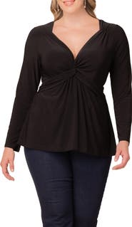 Kiyonna Abigail Long Sleeve Twist Front Top