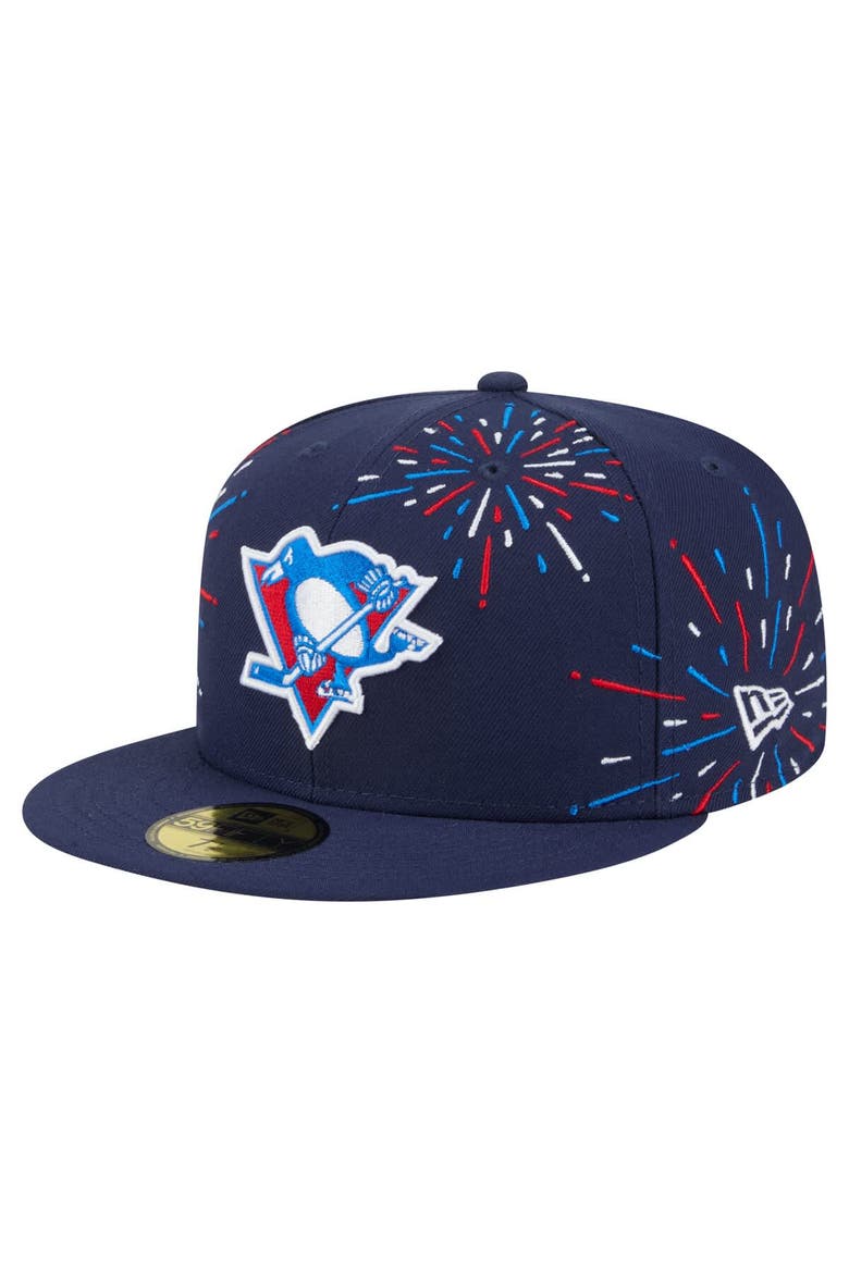 Men's New Era  Navy Pittsburgh Penguins Americana Fireworks 59FIFTY Fitted Hat, Main, color, Navy