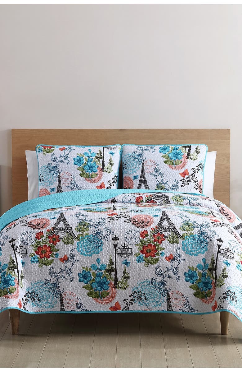 VCNY HOME Eiffel Reversible Quilt Set - King, Main, color, Blue