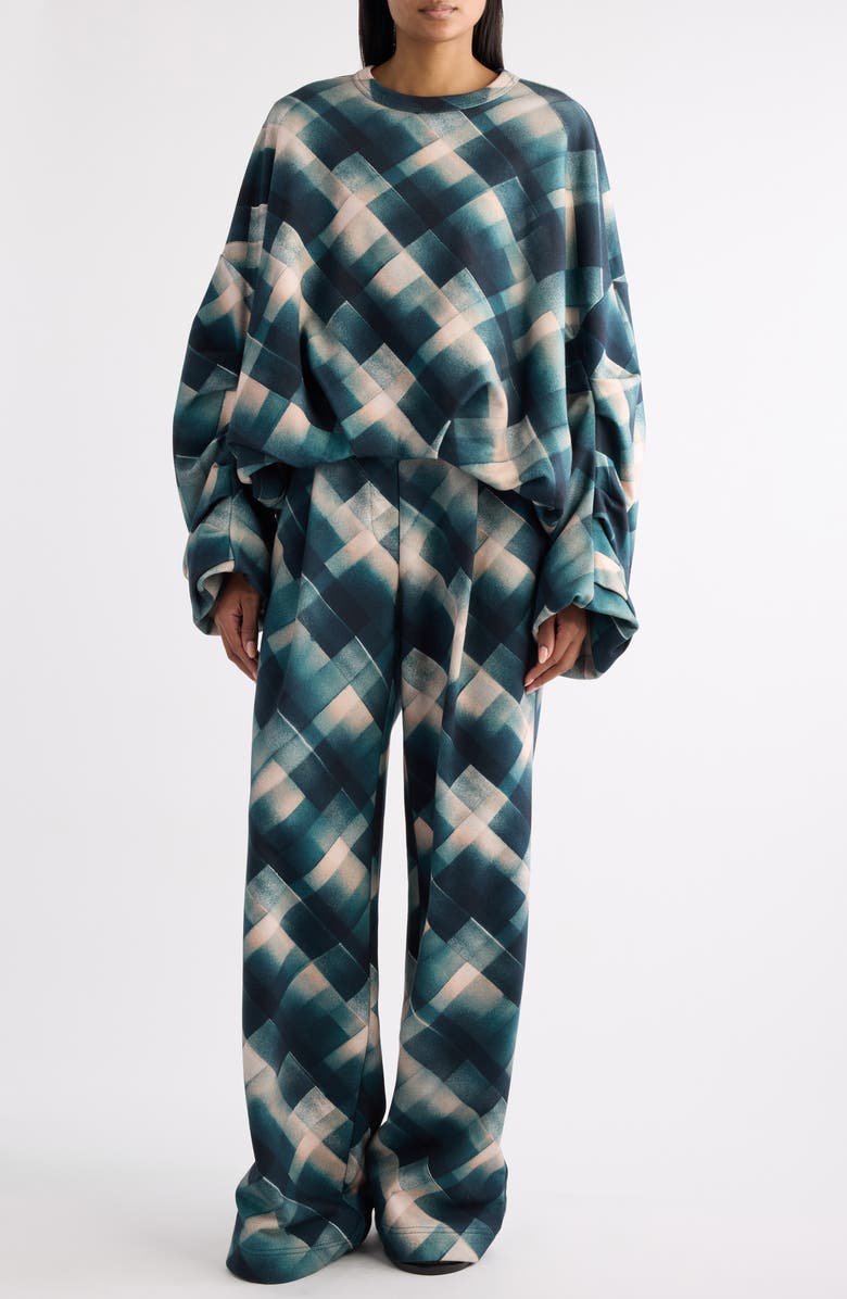 Dries Van Noten Hannett Spray Check Oversize Sweatshirt, Alternate, color, Bottle